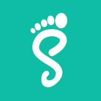 White footprint atop stylized