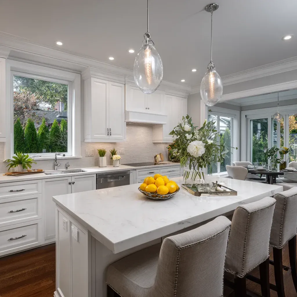 Luxury kitchen renovation Vancouver BC showcasing marble island slab, bespoke cabinetry installation, and structural layout redesign.
Vancouver kitchen remodel transformation featuring shaker cabinets, quartz waterfall island, and hardwood flooring upgrade.
Contemporary Vancouver kitchen renovation including granite countertop replacement, tile flooring installation, and complete remodeling execution.
Residential Vancouver kitchen remodel displaying marble surfaces, cabinet refacing, and integrated lighting upgrades.
High-end kitchen remodeling Vancouver BC featuring quartz slab installation, custom cabinetry millwork, and open-plan kitchen design.
Vancouver BC kitchen renovation showcasing granite island seating, backsplash tile installation, and hardwood flooring refinishing.
Modern kitchen remodeling Vancouver including marble countertop upgrade, pantry cabinet construction, and professional renovation services.
Professional Vancouver kitchen renovation featuring quartz countertops, integrated appliance systems, and custom island design.