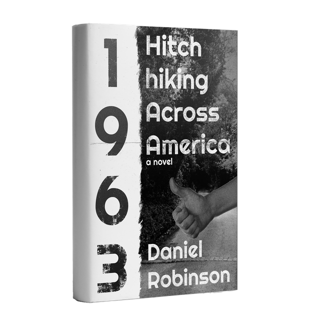 A book titled hitch hiking across america by daniel robinson