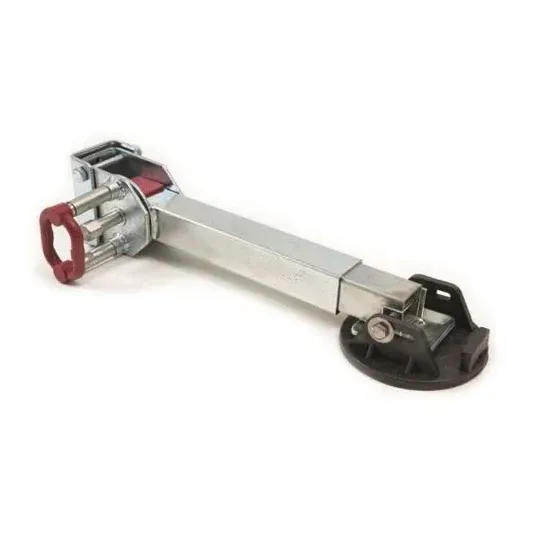 Silver and black adjustable support arm with a red handle and base. — Centre Trailer Sales In Alice Springs, NT