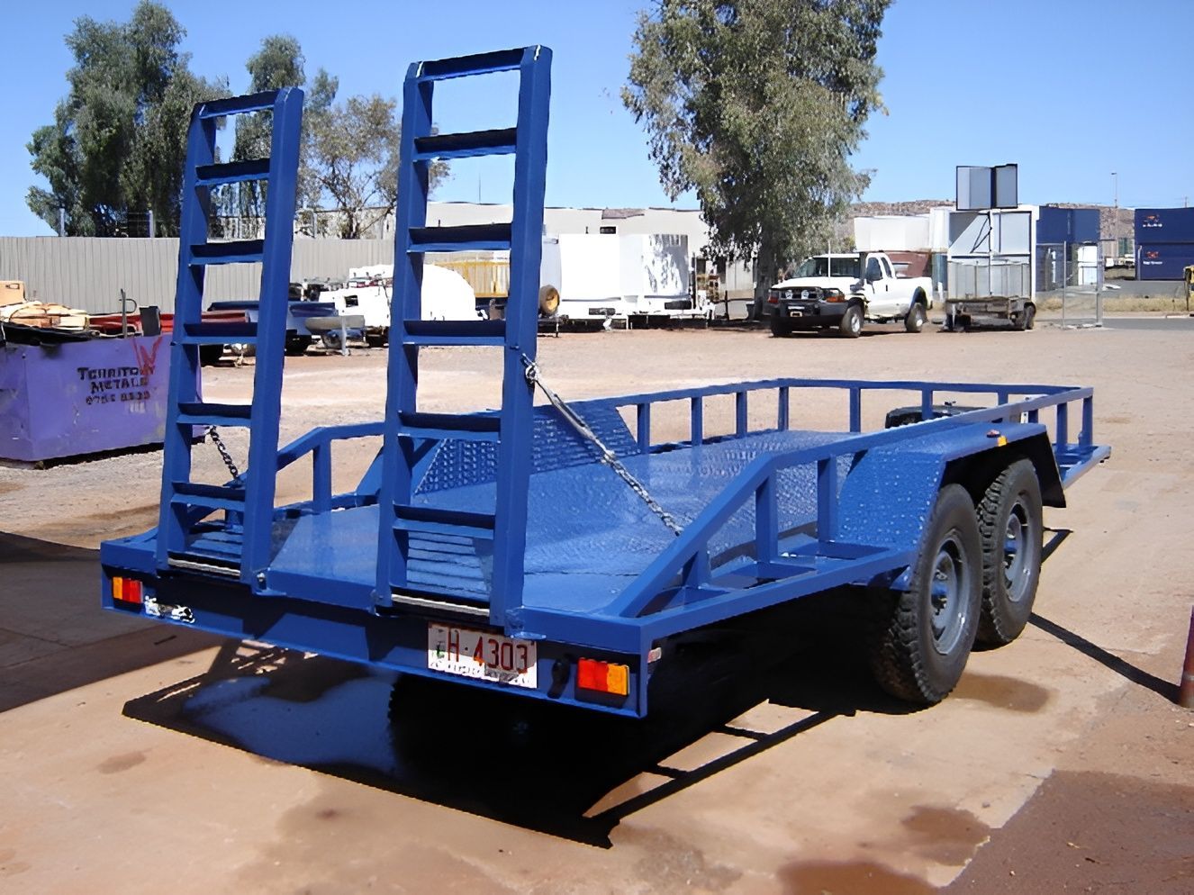 A Blue Trailer With A License Plate — Centre Trailer Hire and Parts In Ciccone, NT