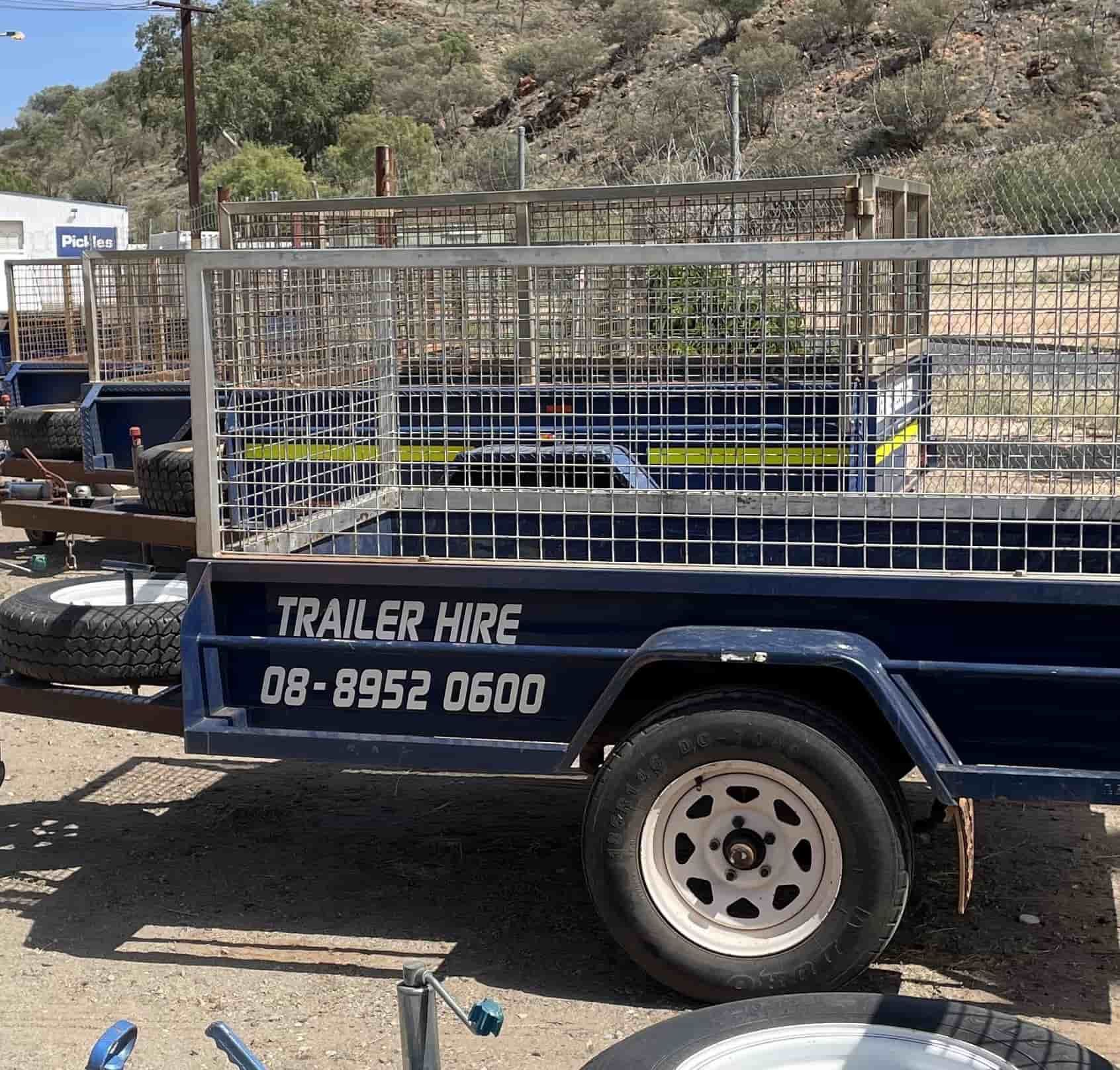 A Blue Trailer That Says Trailer Hire On It — Centre Trailer Hire and Parts In Ciccone, NT