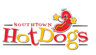 SouthTown Hot Dogs logo with a smiling, cartoon hot dog waving its arms.