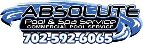 Logo: "Absolute Pool & Spa Service," with phone number 702-592-6065; commercial pool service.