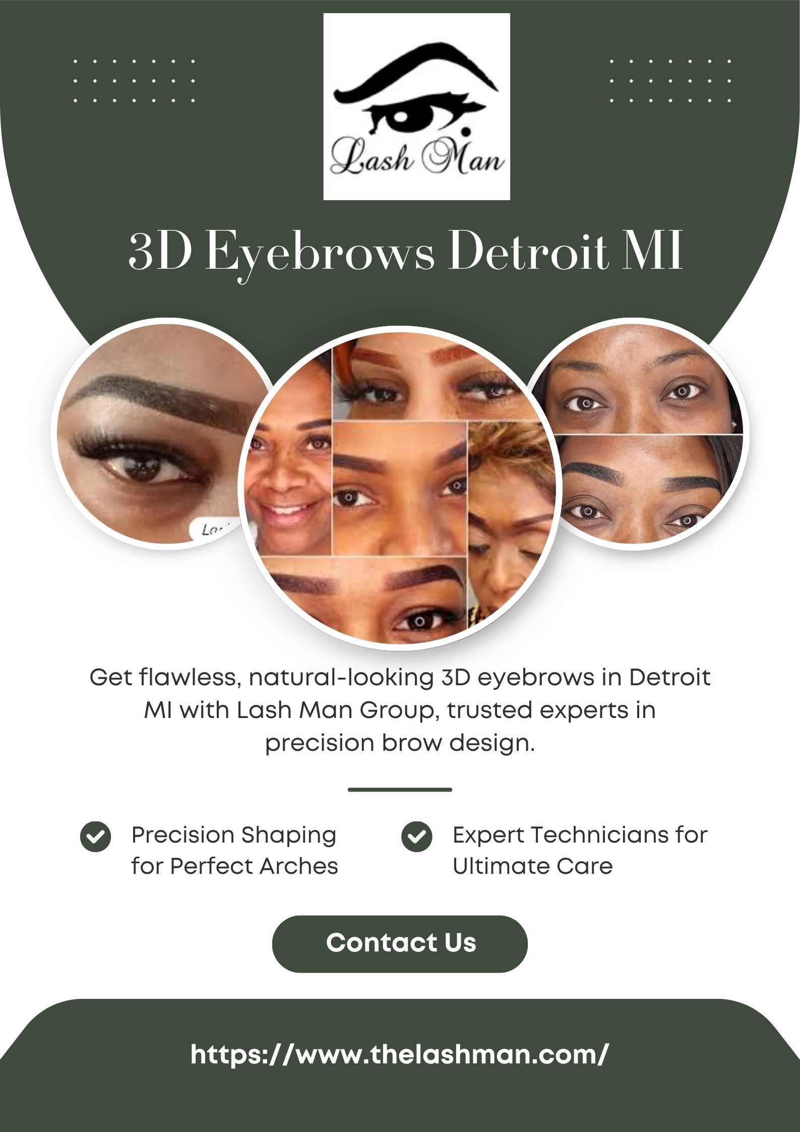 3D eyebrow tattooing before and after at Lash Man Group in Southfield, MI