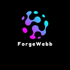Logo: Abstract globe-like shape with purple, blue, and pink gradient over a black background, with 