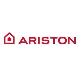Logotipo rojo con el icono de una casa y la palabra ARISTON.