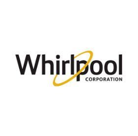Logotipo de Whirlpool Corporation: texto negro con una elipse amarilla que gira sobre la 