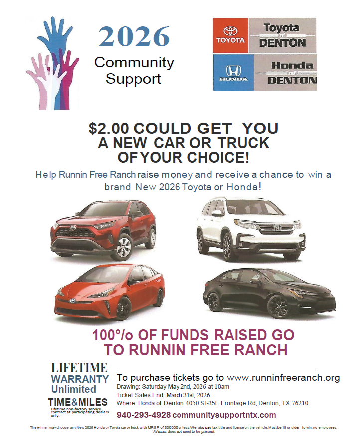 Poster for Runnin Free Ranch's fall gala. People with horses and music. Ennis, TX on Oct. 11, 2025.