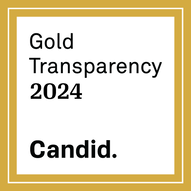 Gold Transparency 2024 Candid. Badge with black text on gold background, white border.