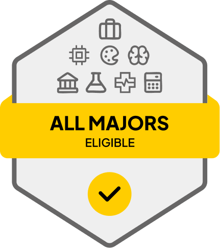 Badge with All Majors Eligible text 