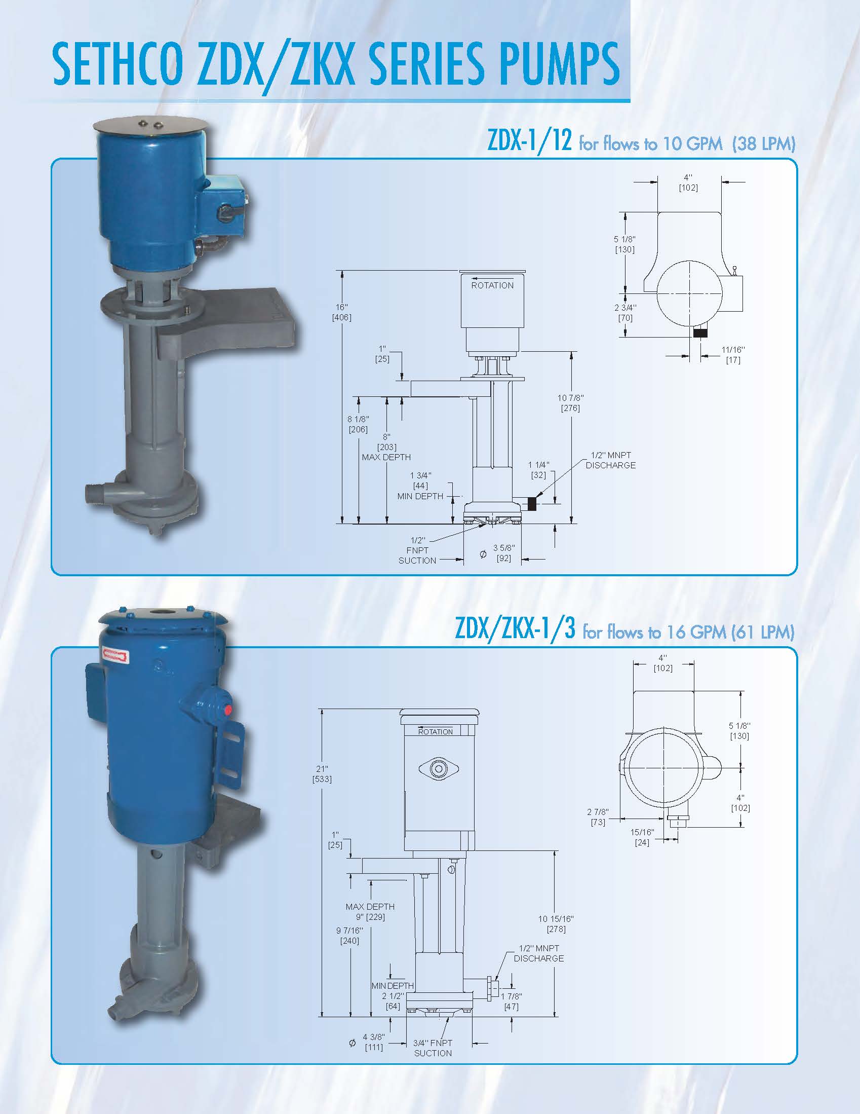 CECO / Sethco Bearing-free Sealless Vertical Pumps measurements