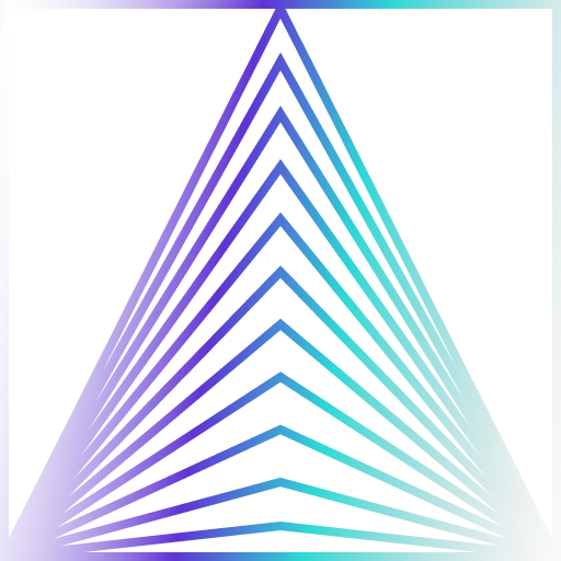 Un triangolo fatto di linee viola e blu su uno sfondo bianco