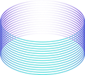 Differenziarsi dalla concorrenza. Un cerchio di linee viola e blu su uno sfondo bianco.