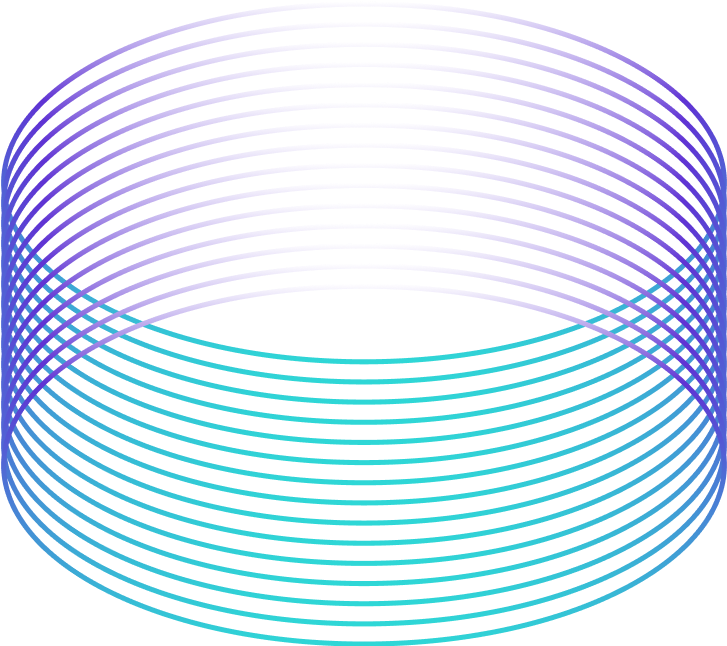 Un cerchio di linee viola e blu su uno sfondo bianco.