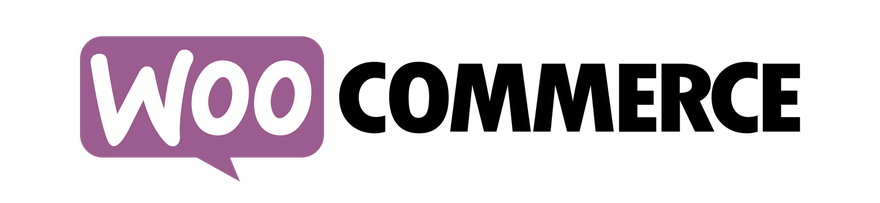 Logo WooCommerce con un fumetto viola contenente la parola