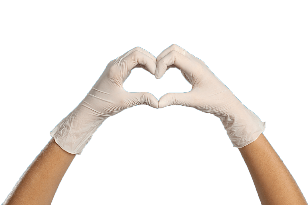Hand Forming Heart In Medical Rubber Glove