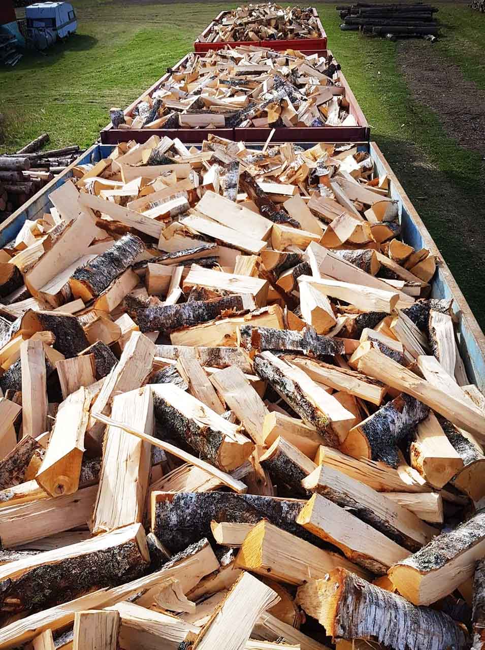 Björkved i container