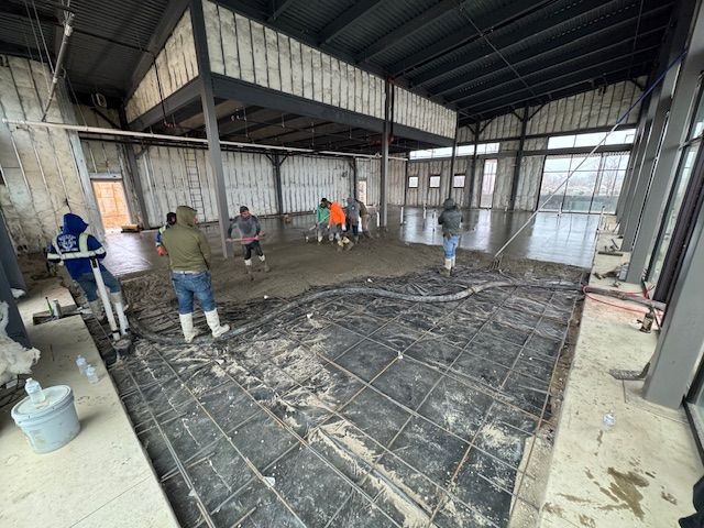 A commercial concrete floor installation in McKinney, TX by Waterfalls Construction