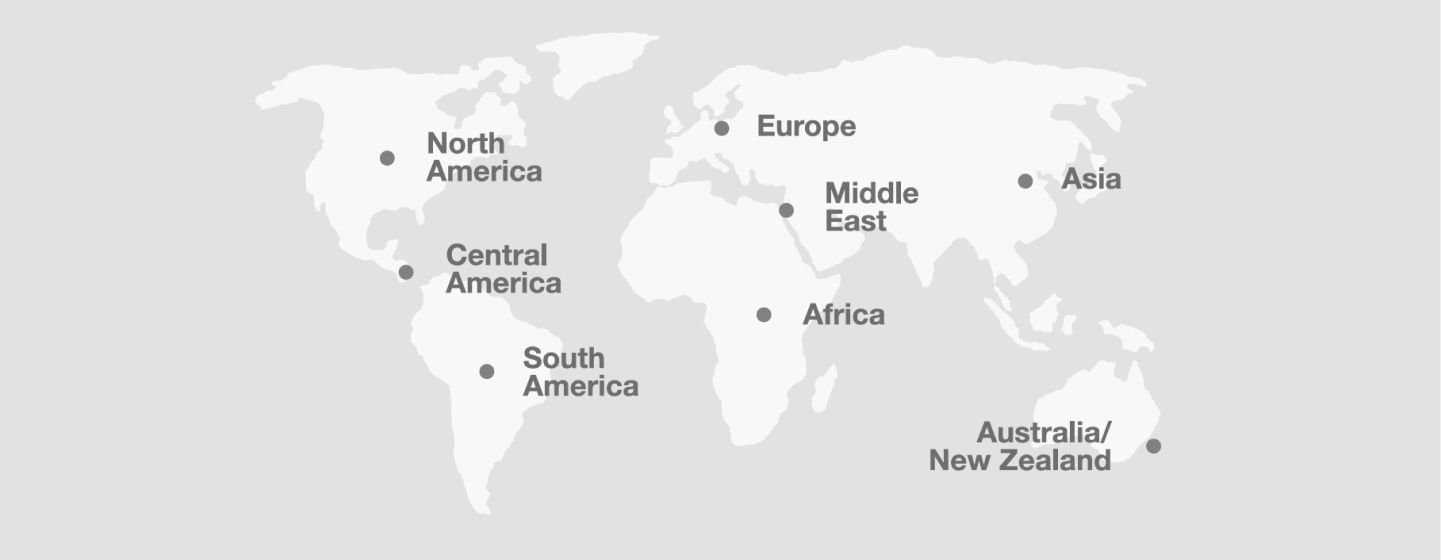 A map of the world showing the continents and their capitals