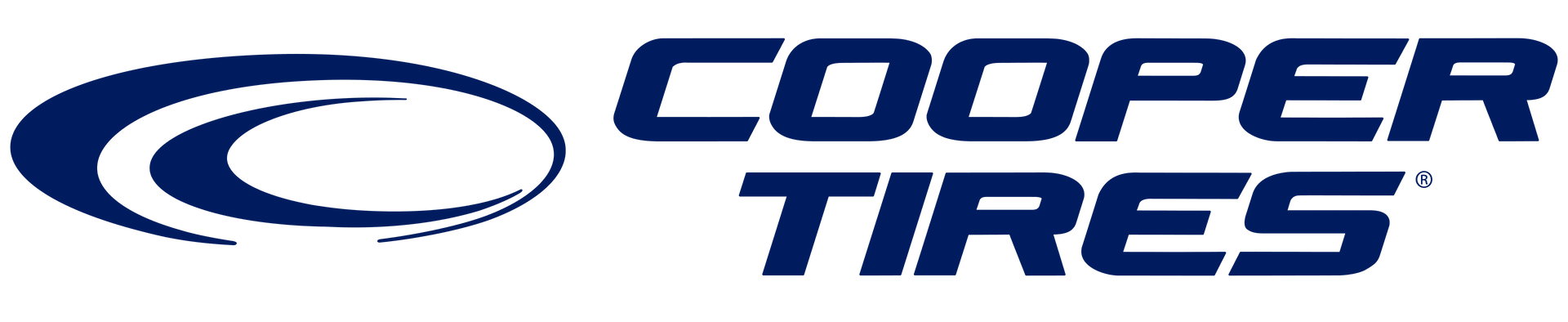 Cooper Tires logo in dark blue text with an oval emblem on a white background