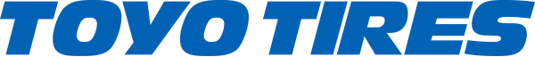 TOYO TIRES logo in blue uppercase text on a white background