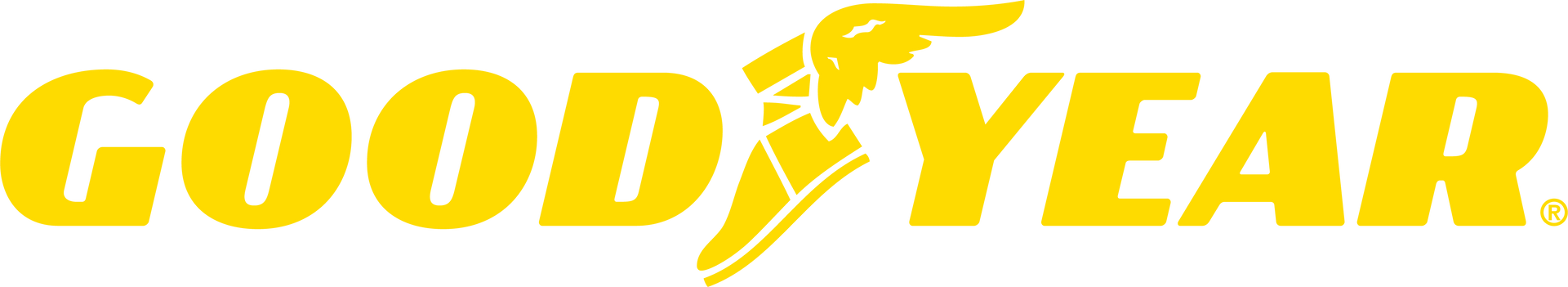 Goodyear logo in yellow with the winged foot symbol between the words.