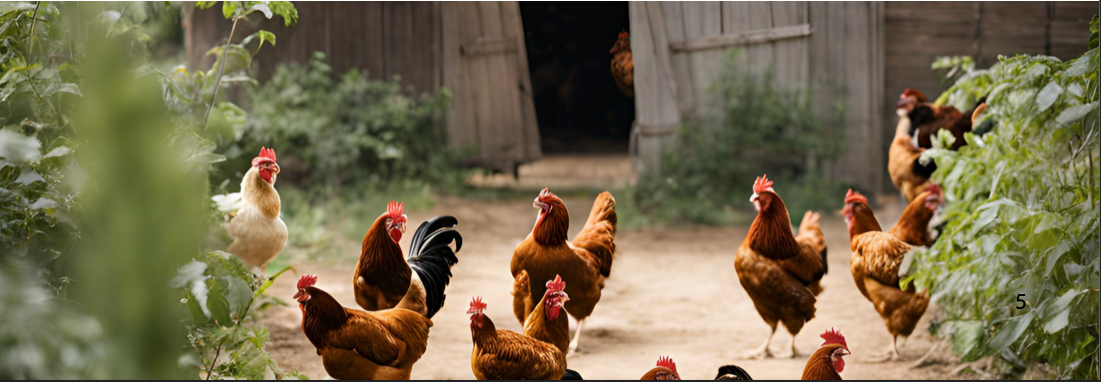 Un groupe de poulets marche en rond dans une cour.