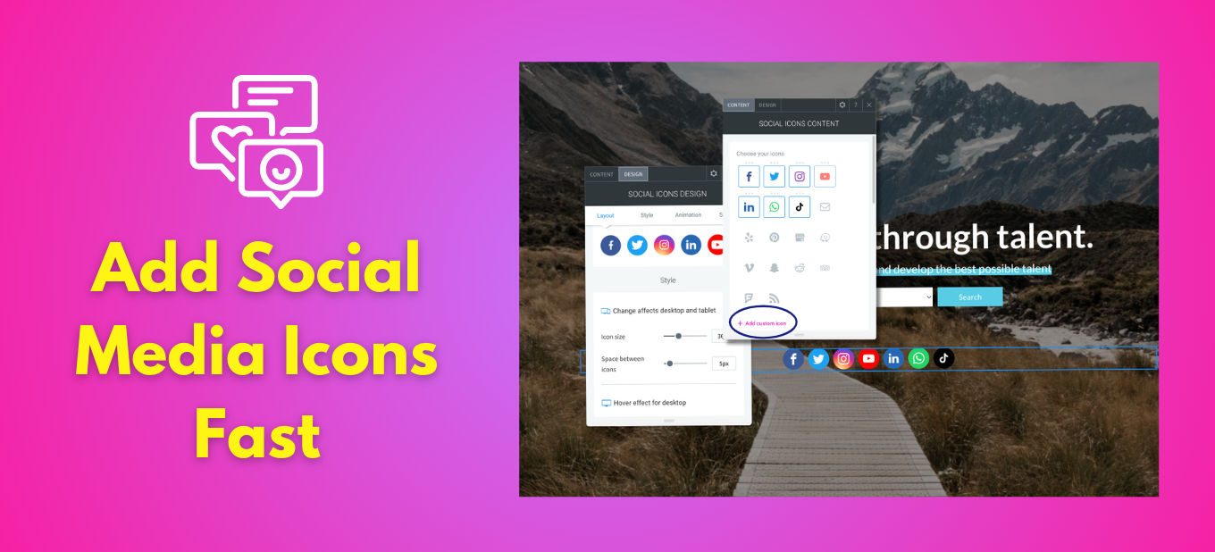 A picture of a website with the words `` add social media icons fast ''.