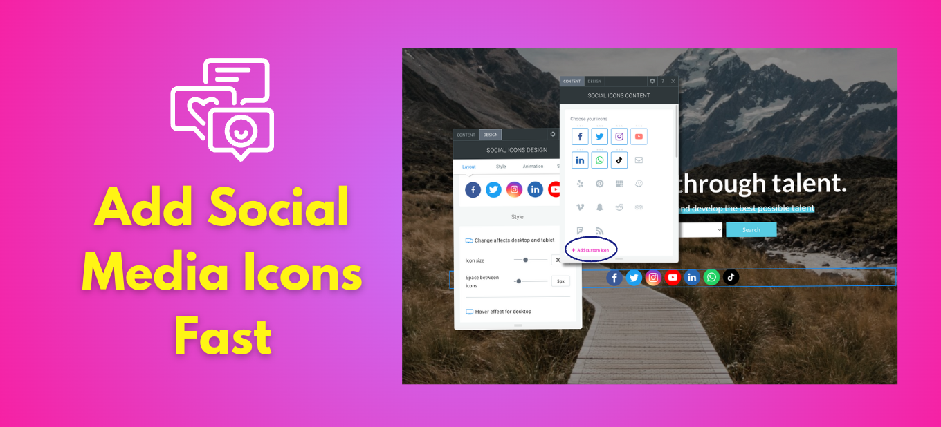 A picture of a website that says `` add social media icons fast ''.