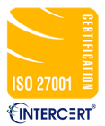 An iso 27001 certification logo for intercert