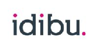 A logo for a company called idibu with pink dots