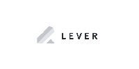 A lever logo with a triangle and the word lever on a white background.