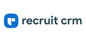 The logo for recruit crm is blue and black on a white background.