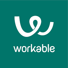 The logo for workable is a white swirl on a green background.