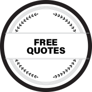 A black and white circle with the words `` free quotes '' written inside of it.