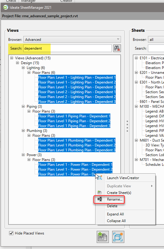 Batch-rename sheet names or numbers with our Revit plugin