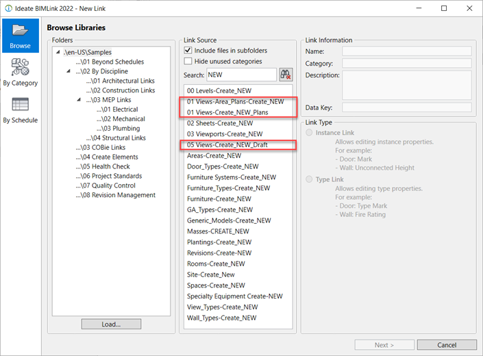 Ideate BIMLink ships with MANY pre-loaded link definitions that help you create new Revit elements easily. There are a few that reference view creation.