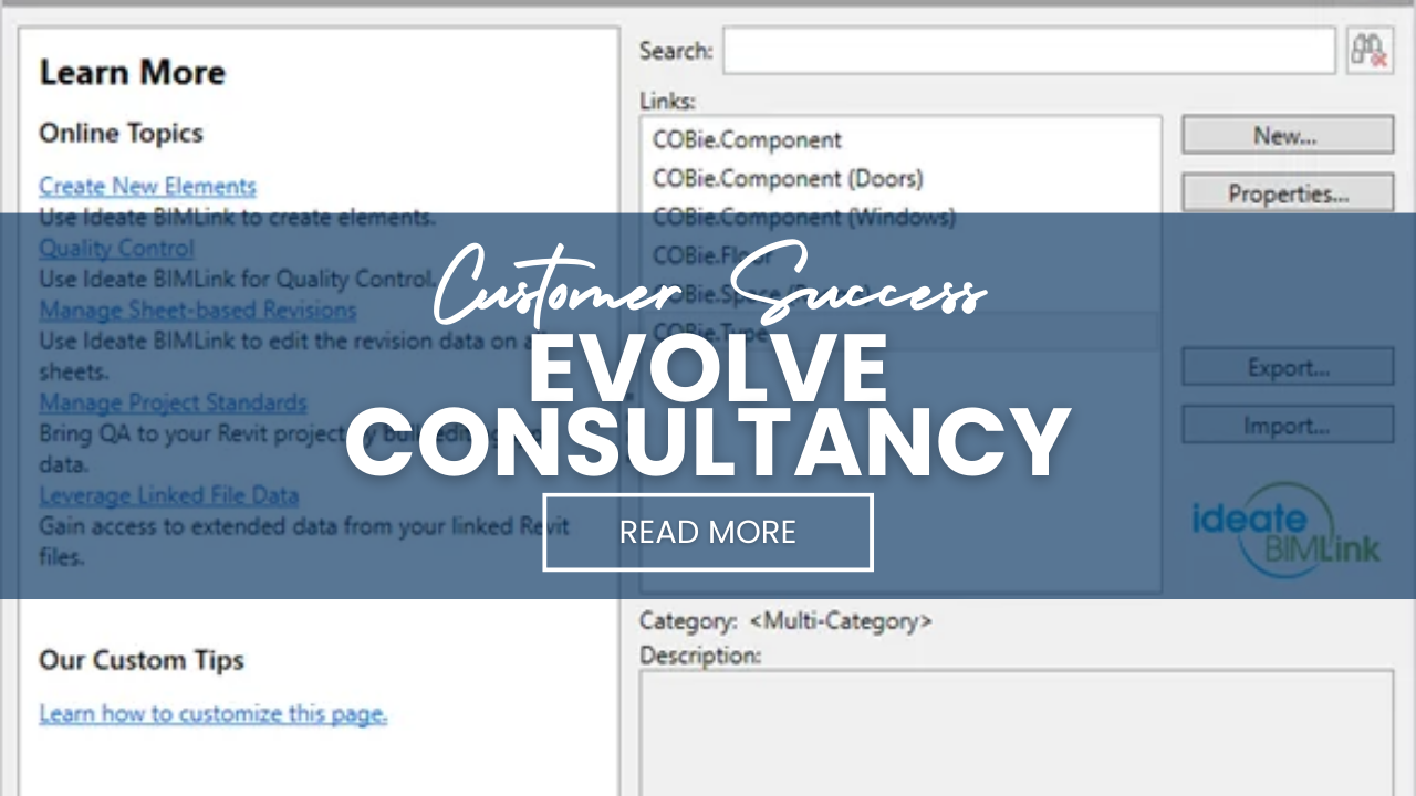 Evolve Consultancy Prepares COBie Documents with Ideate BIMLink for Revit