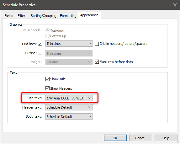 Schedule Properties
