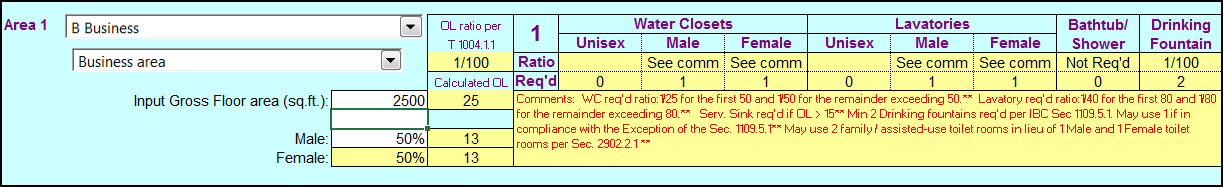 Excel script generated plumbing fixture calculator.