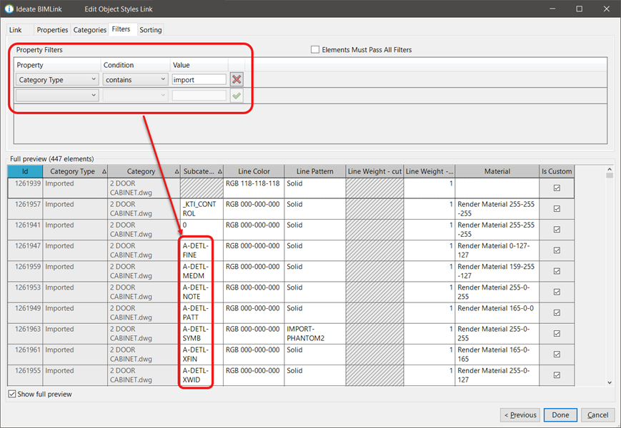 Ideate BIMLink for Revit - Export Filter