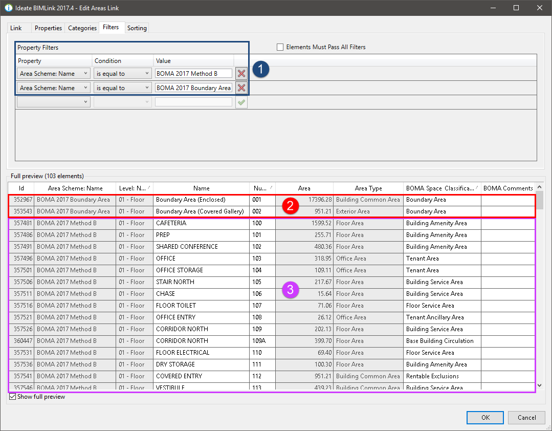 Ideate BIMLink BOMA calculations