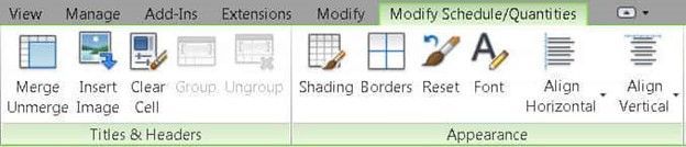 Modifying cell properties within the Schedule Header