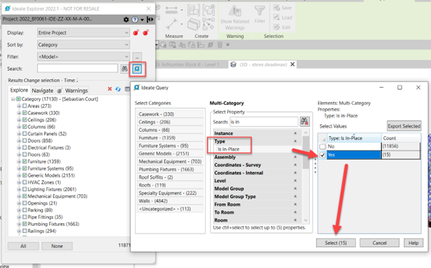 Finding In-Place Families Using Ideate Query