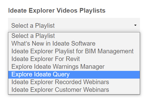 The Explore Ideate Query playlist will show you videos specifically focused for Ideate Query. Finding In-Place Families Using Ideate Query