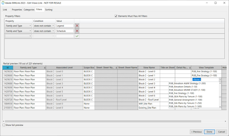 Bulk Assign View Templates to Views using Ideate BIMLink