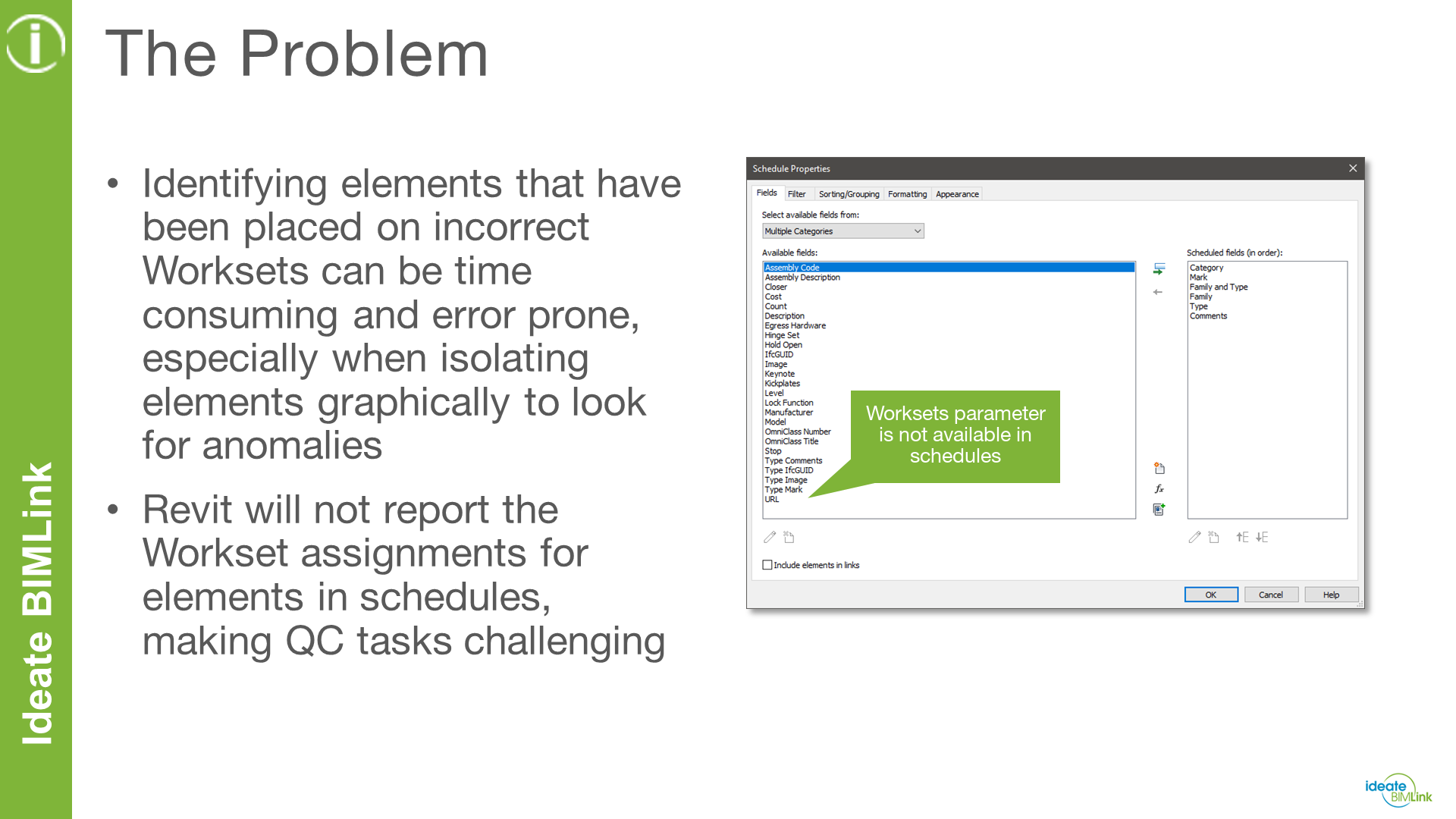 Managing Workset Assignments for Revit Model Elements Using Ideate BIMLink