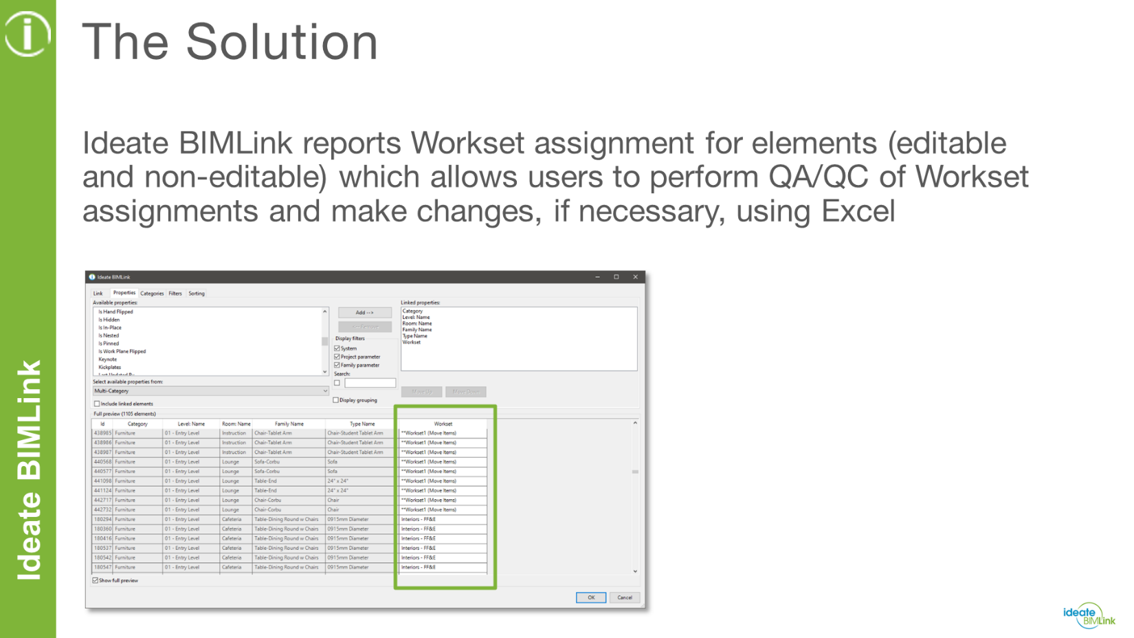 Managing Workset Assignments for Revit Model Elements Using Ideate BIMLink