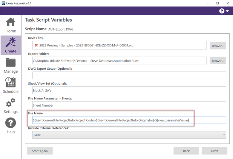 Naming DWG Exports from Ideate Automation to ISO 19650
